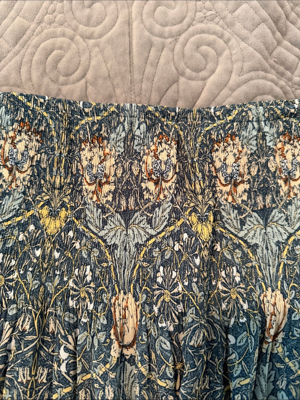 Floral Printed A-Line Midi Skirt in Teal - Picture 5 of 7